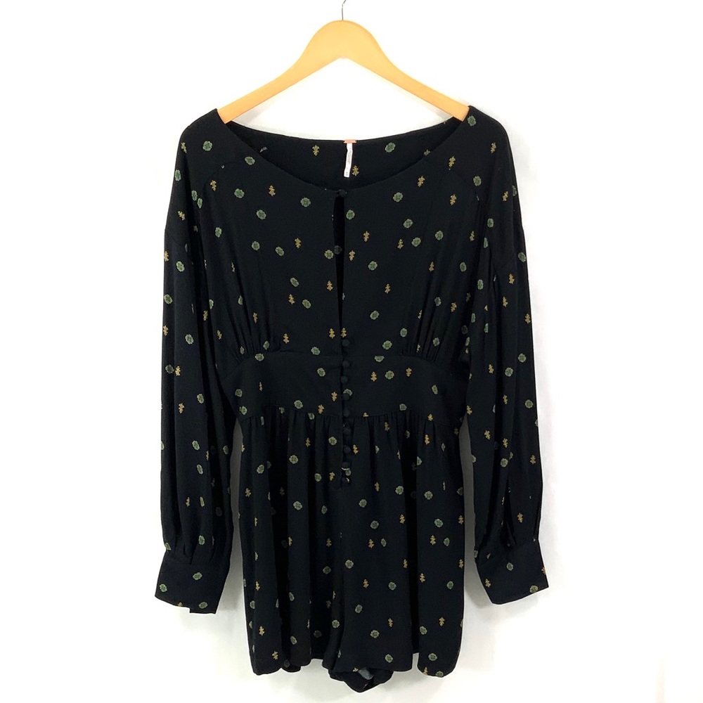 FREE PEOPLE Long Sleeve Romper Love Grows Shorts Romper Loose Fit Flowy K13 - Picture 4 of 10